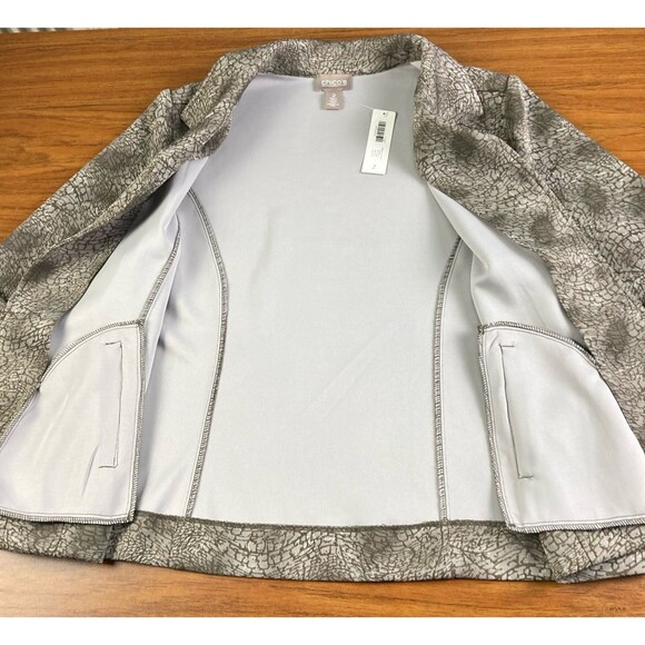 Chico’s Sz 2 US Large Animal Instincts Scuba Jacket in Shiitake Open Front NWT - Picture 6 of 10